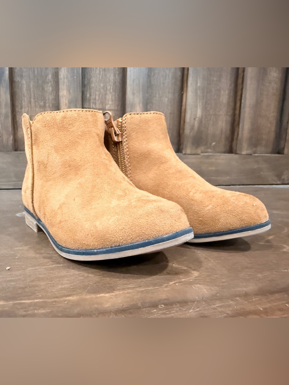 Cat & Jack Kids Tan Suede Side-Zip Ankle Boots